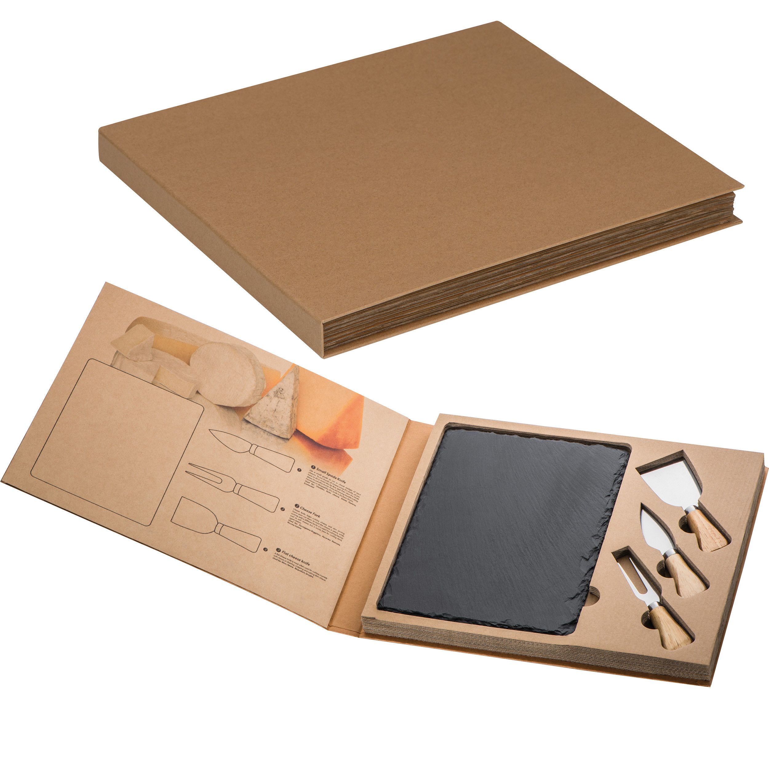 Set aus Schieferplatte und Käsebesteck - anthrazit-808
