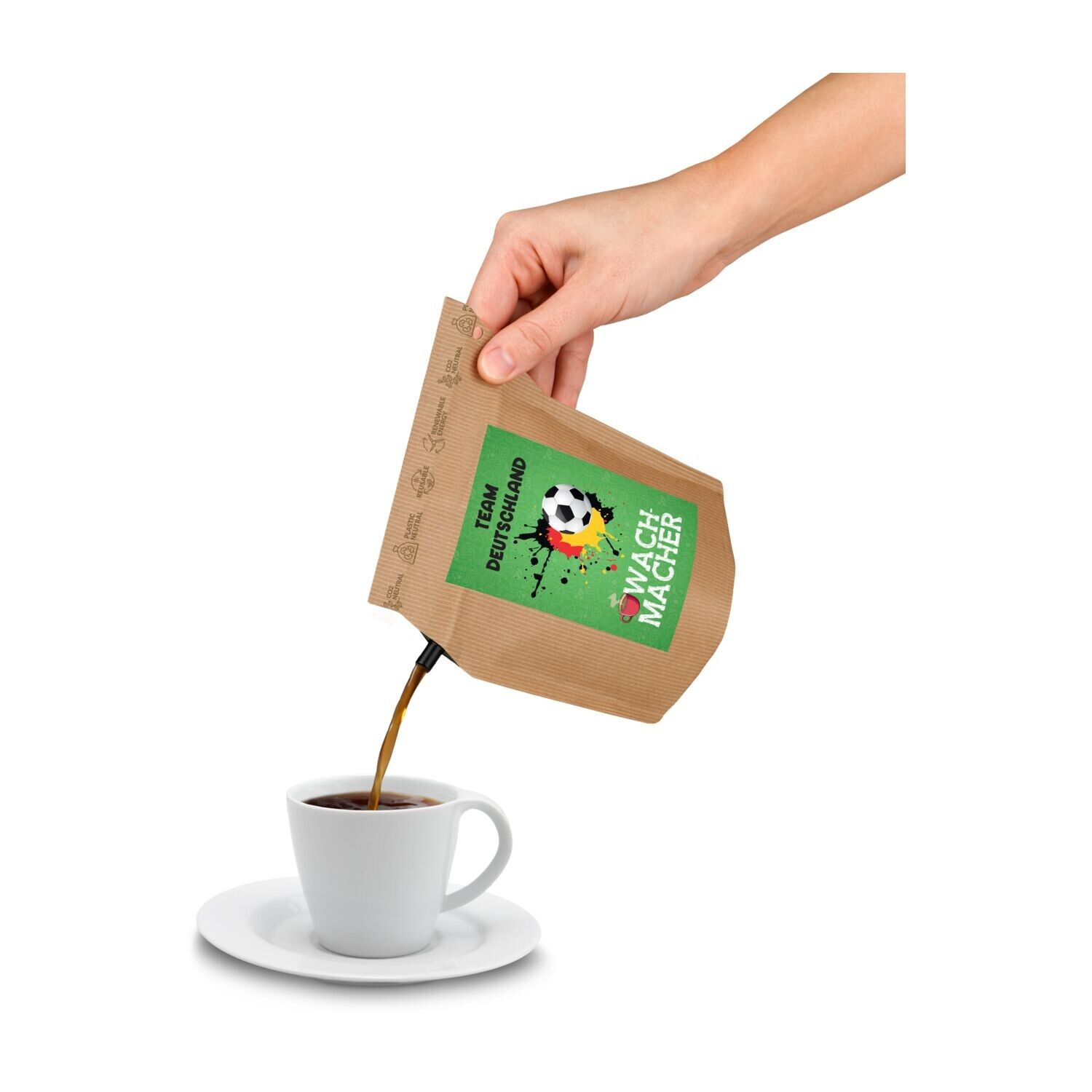 Fußball-EM Team Deutschland Wachmacher, wiederverwendbarer Brühbeutel mit Fairtrade Kaffee-743