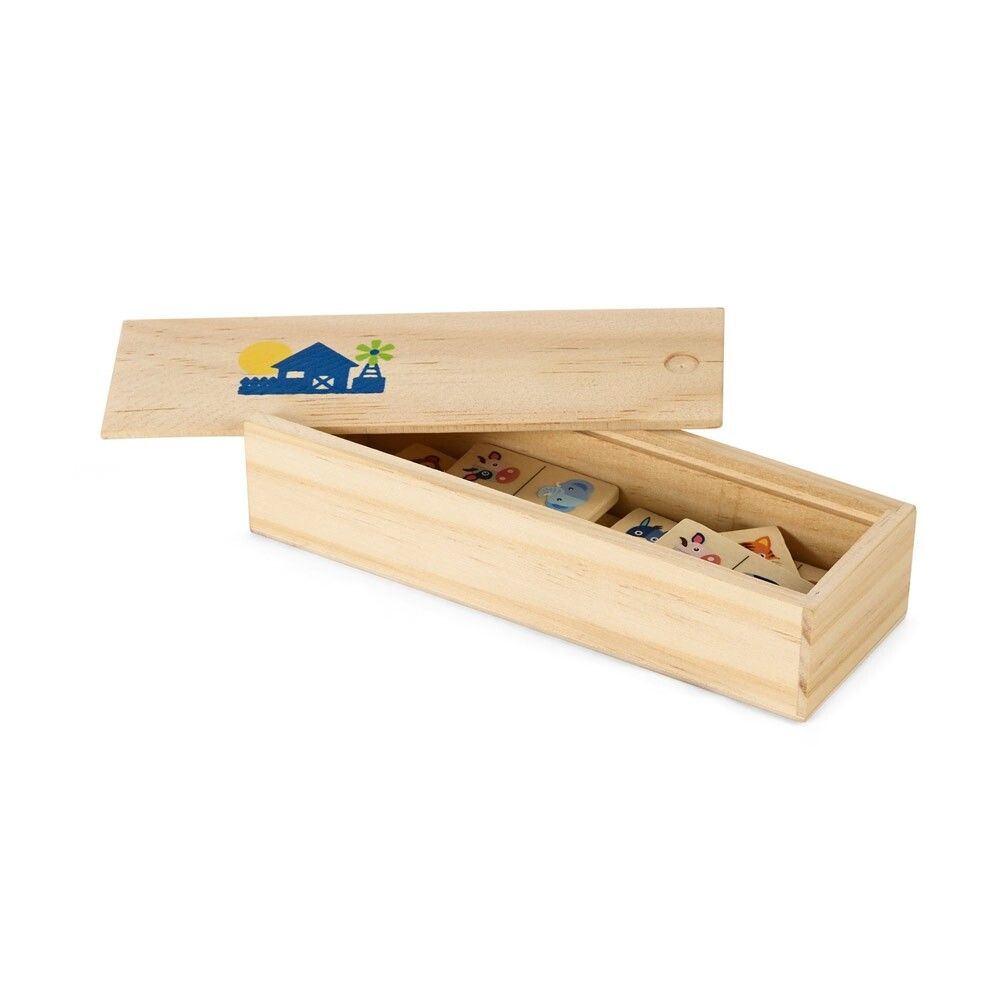 DOMIN Domino-Spiel aus Holz mit 28 Tierfiguren - naturhell-425