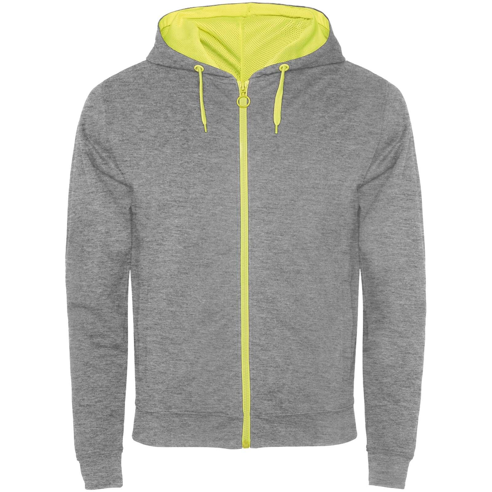 Fuji Kaputzensweatjacke  - heather grau -  fluorgelb - S-592