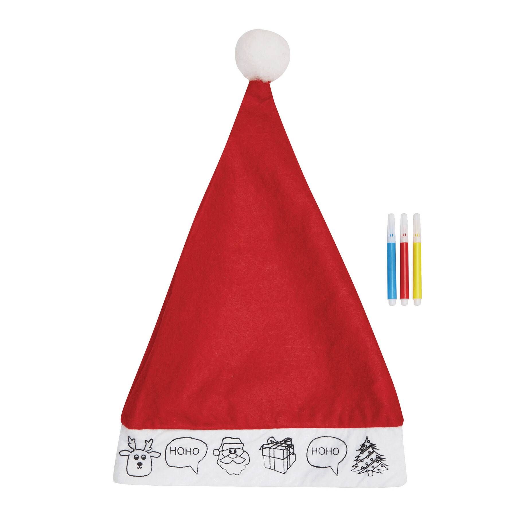 Bemalbare Filz-Weihnachtsmann-Mütze COLOURFUL HAT - rot - weiß-895