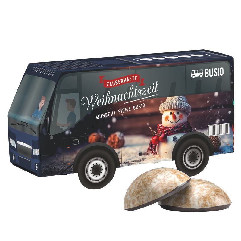 3D-Präsent Bus, Weiss 4er Lebkuchen Mini-670