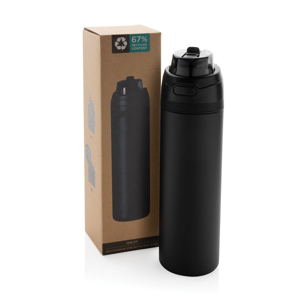 Omni Sip verschließbare Flasche aus RCS-reSteel, 720ml - schwarz-894
