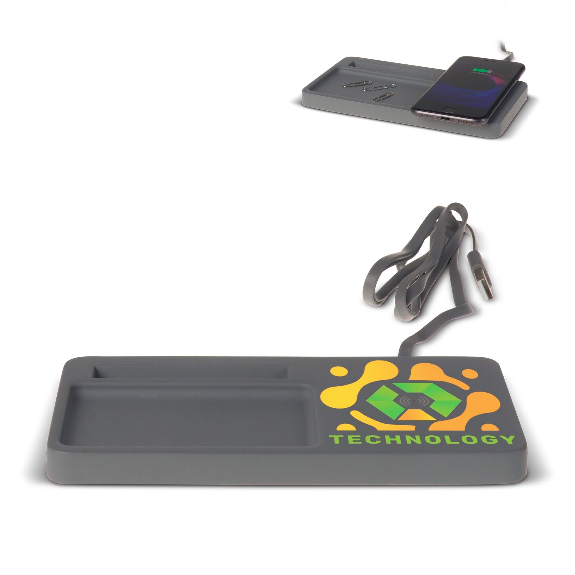 Limestone Desk organizer with wireless charger 5W - grau-626