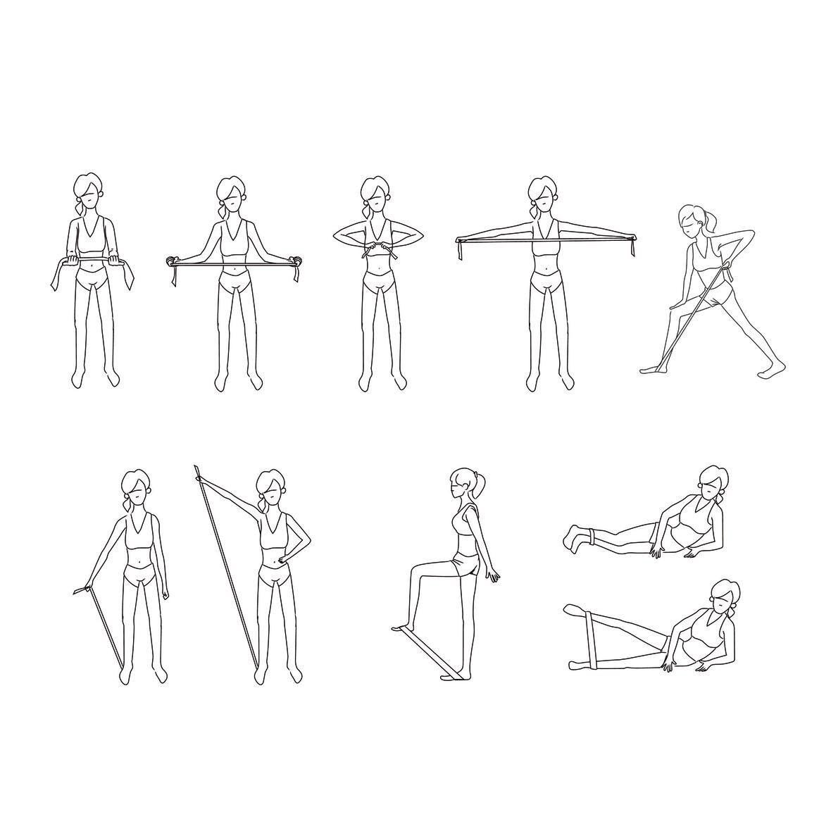 Gymnastikband „Workout“, 3er Set - mehrfarbig-374