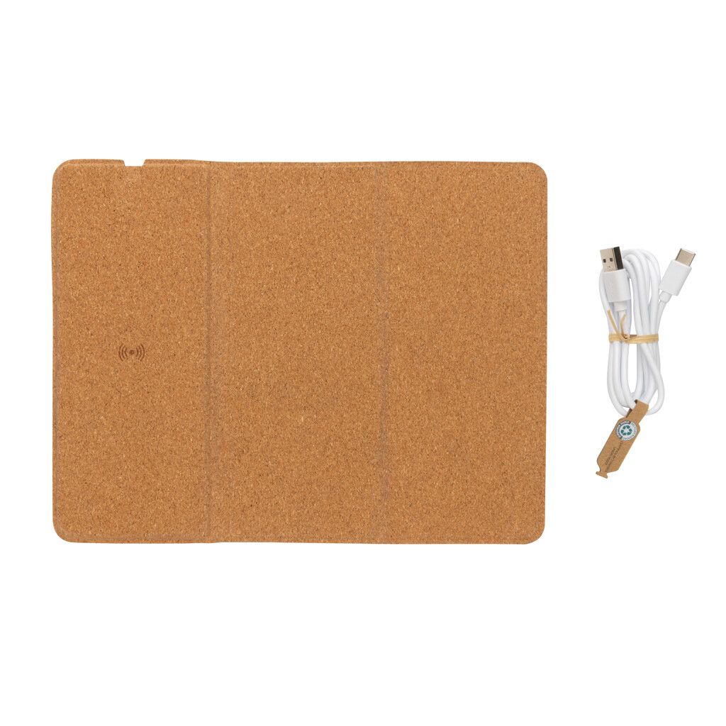 Wireless 10W Kork-Mauspad mit Ladefunktion und Ständer - braun-292