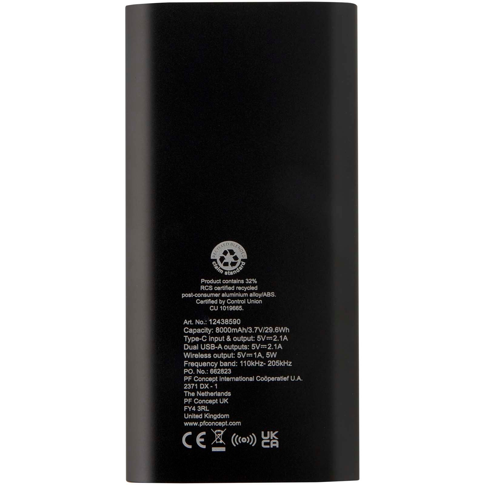 Juice 8000 mAh Typ-C kabellose Powerbank aus recyceltem Aluminium - schwarz-77