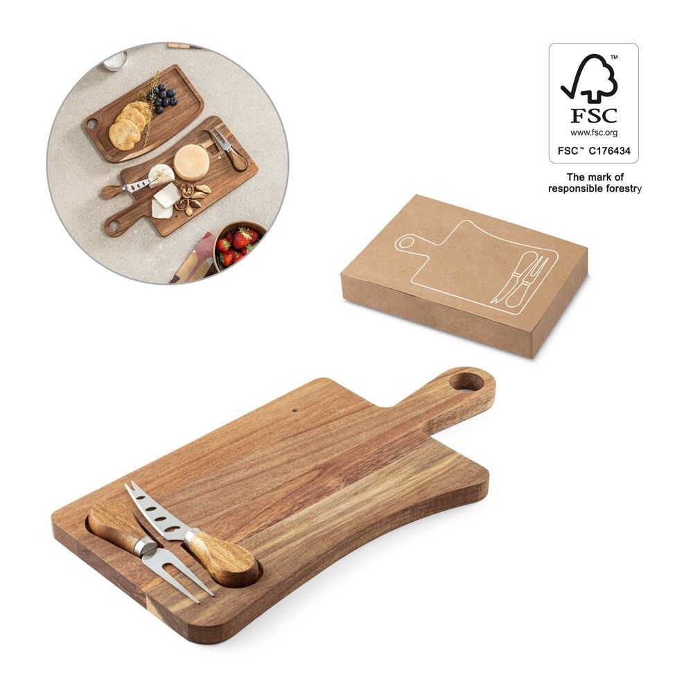CASSIA Käsebrett aus Akazienholz mit Griff, FSC™-zertifiziertes Material - natur - dunkel-712
