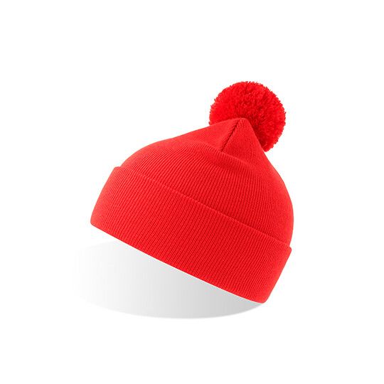 Wind-S Beanie with Pompom - red-301