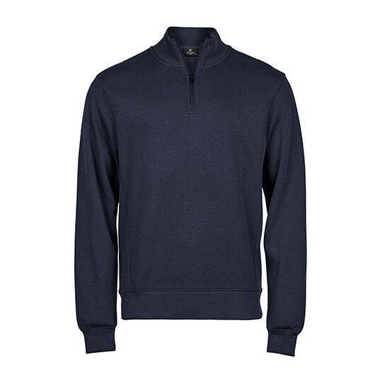 Ribbed Interlock Half Zip - navy-313