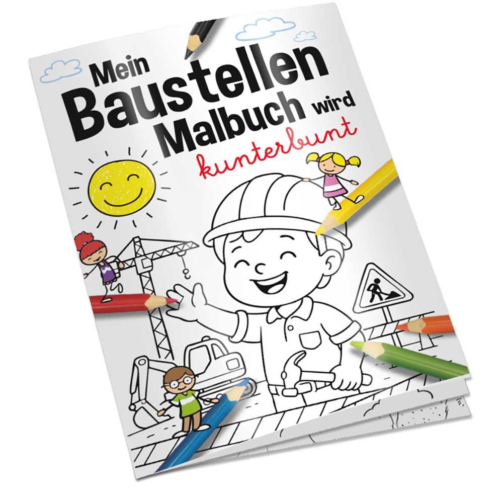 Malbuch / Mal-Set A6 - Baustelle - Malset mit individuellen Vorder- und Rückseiten-739