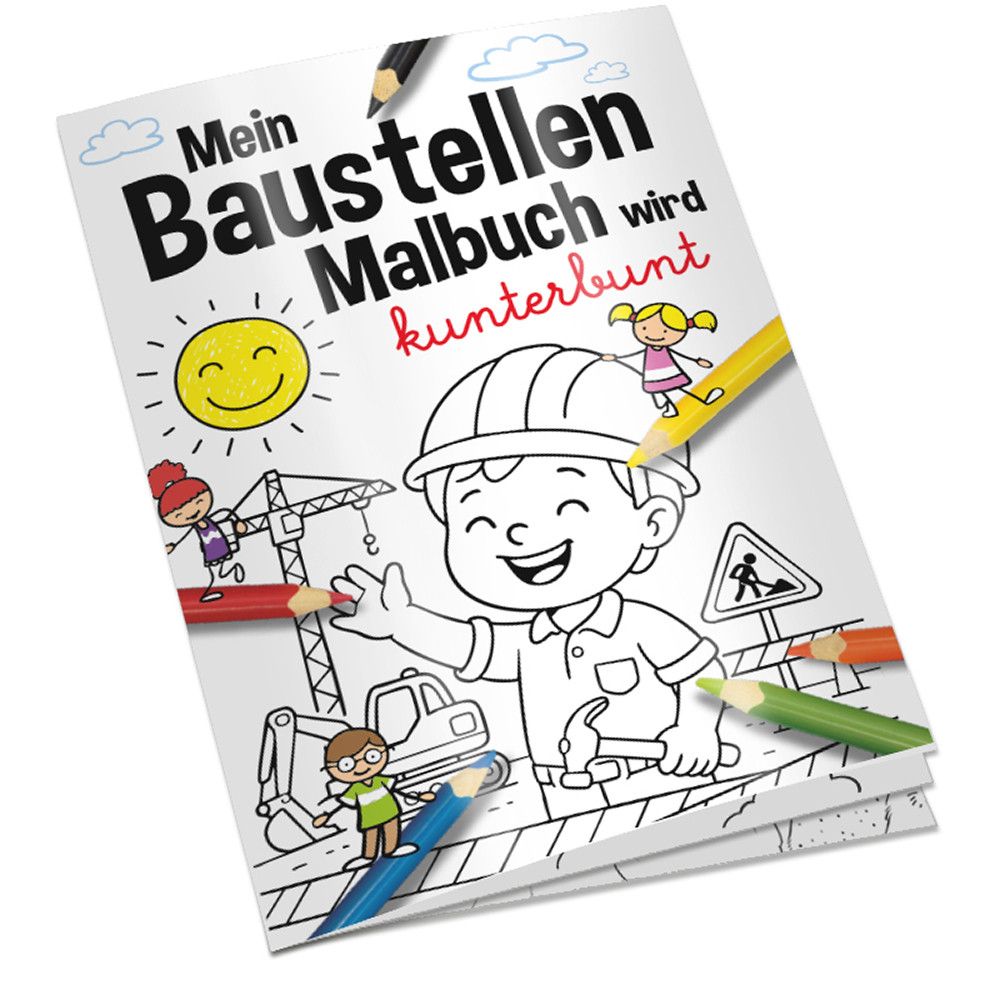 Malbuch / Mal-Set A6 - Baustelle - Malset mit individuellen Vorder- und Rückseiten-739