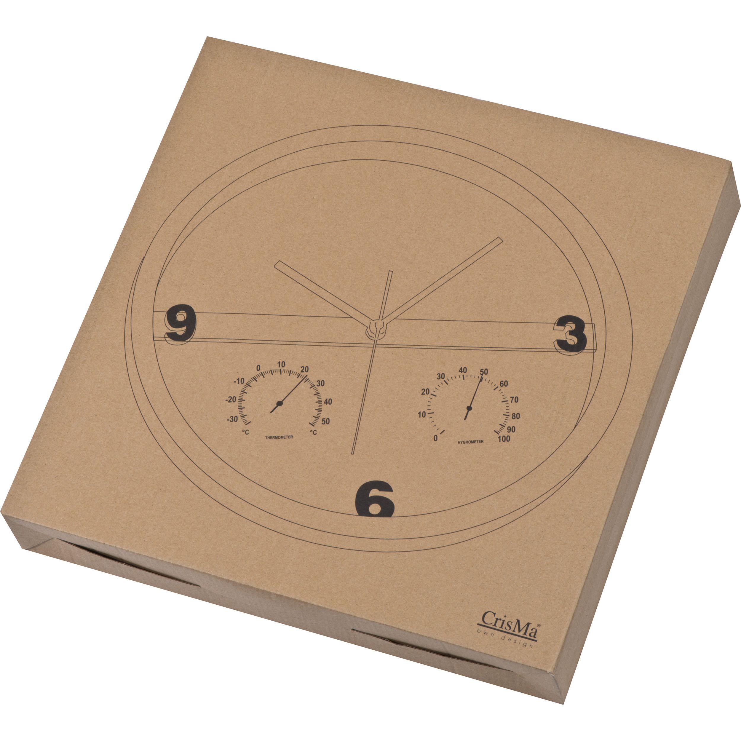 Wanduhr mit Hygro - und Thermometer, halbes Display bedruckbar - silbergrau-87