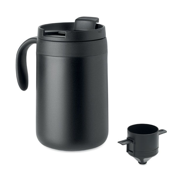 Doppelwandiger Becher & Filter CAFETITO - schwarz-409