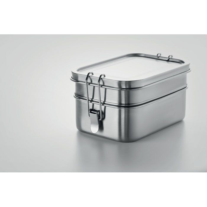 Lunchbox aus Edelstahl DOUBLE CHAN - mattsilber-941