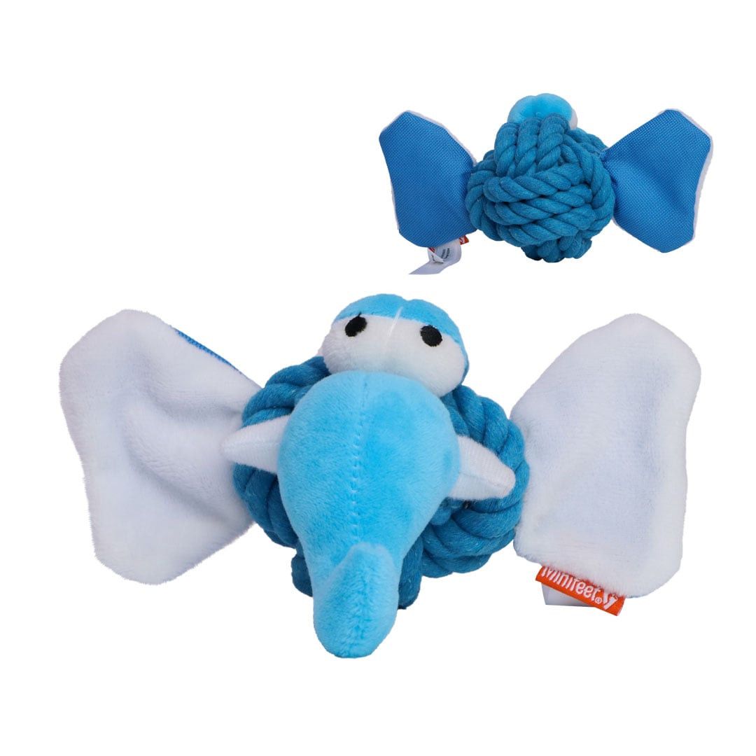 MiniFeet® Hundespielzeug Knotentier Elefant - blau-489