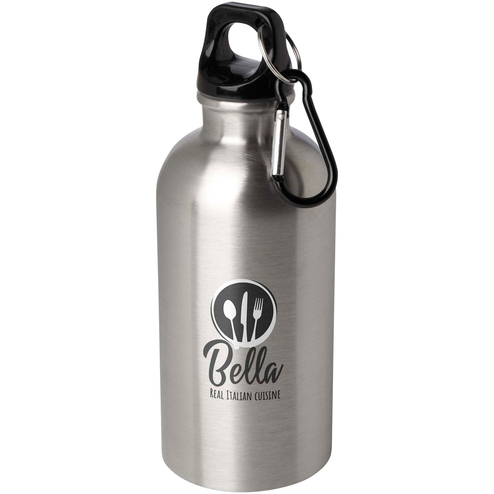 Oregon 400 ml RCS-zertifizierte, einwandige Trinkflasche aus Edelstahl mit Karabinerhaken - silber-153