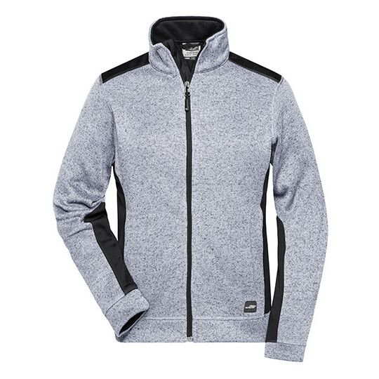 Ladies´ Knitted Workwear Fleece Jacket -STRONG- - white melange - carbon-754