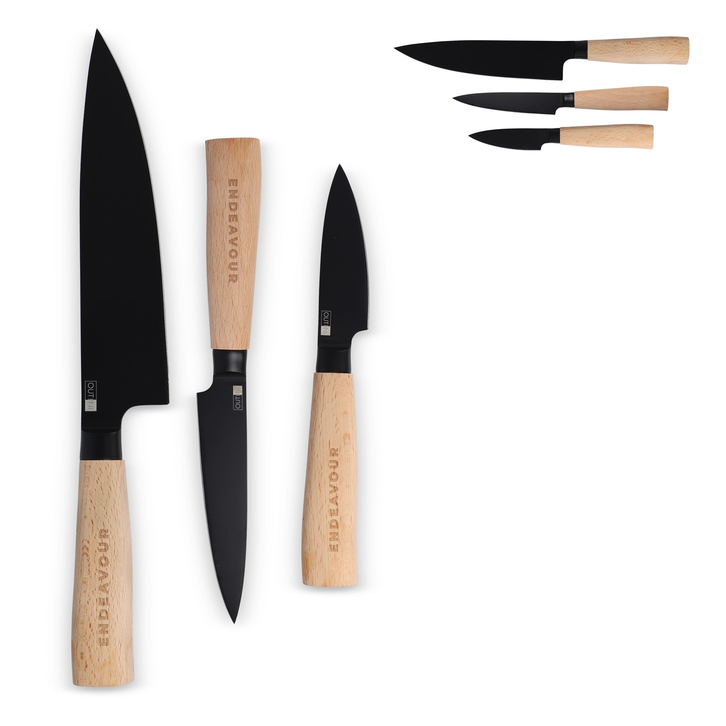 InSideOut 3 Stück Essential Messer Set Ravn - holz-879