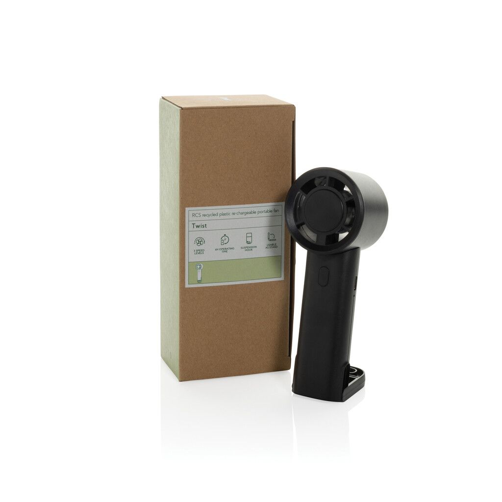 Twist wiederaufladbarer tragbarer Ventilator aus RCS rABS - schwarz-845