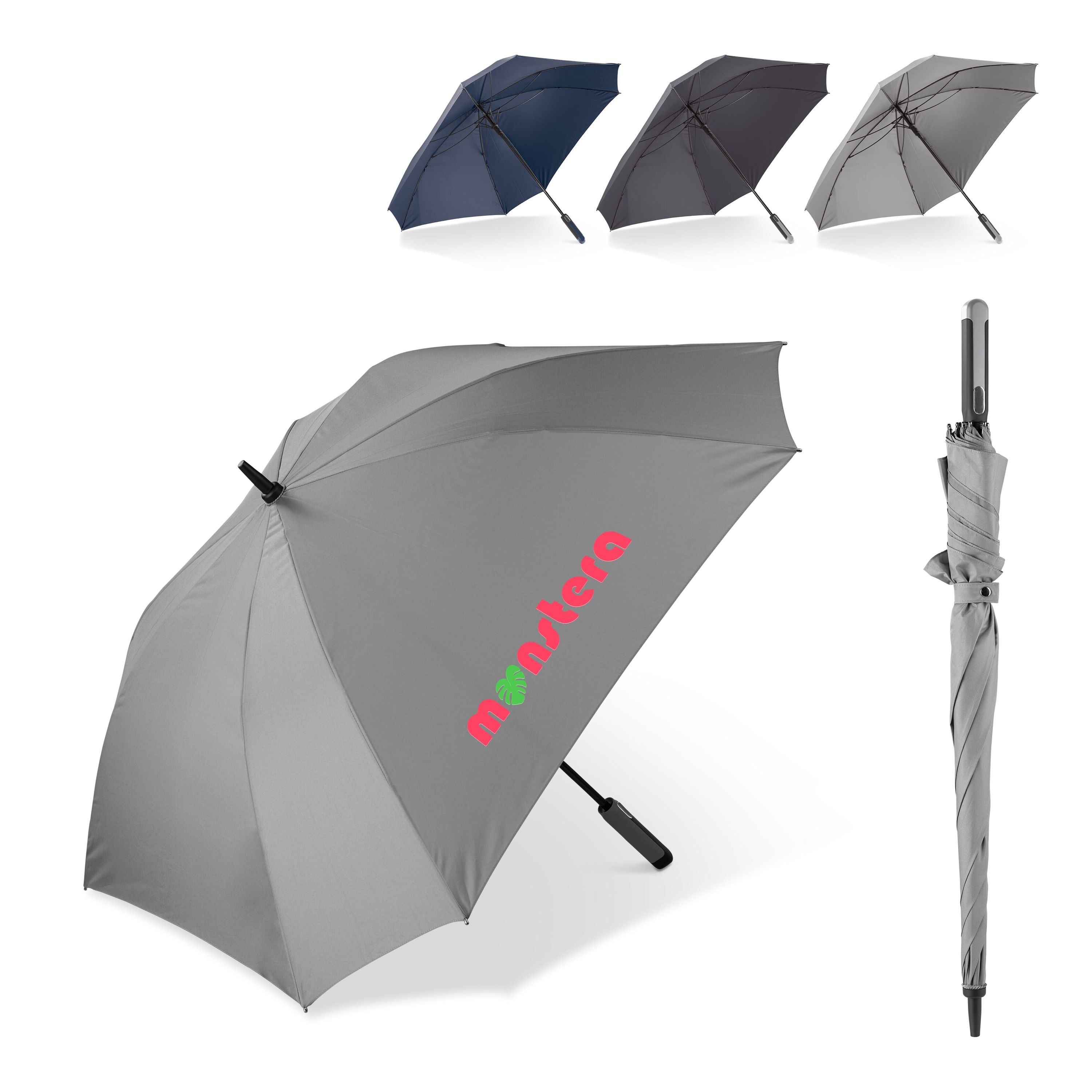 Luxus 27” quadratischer Regenschirm mit automatischer Öffnung - dunkelblau-513
