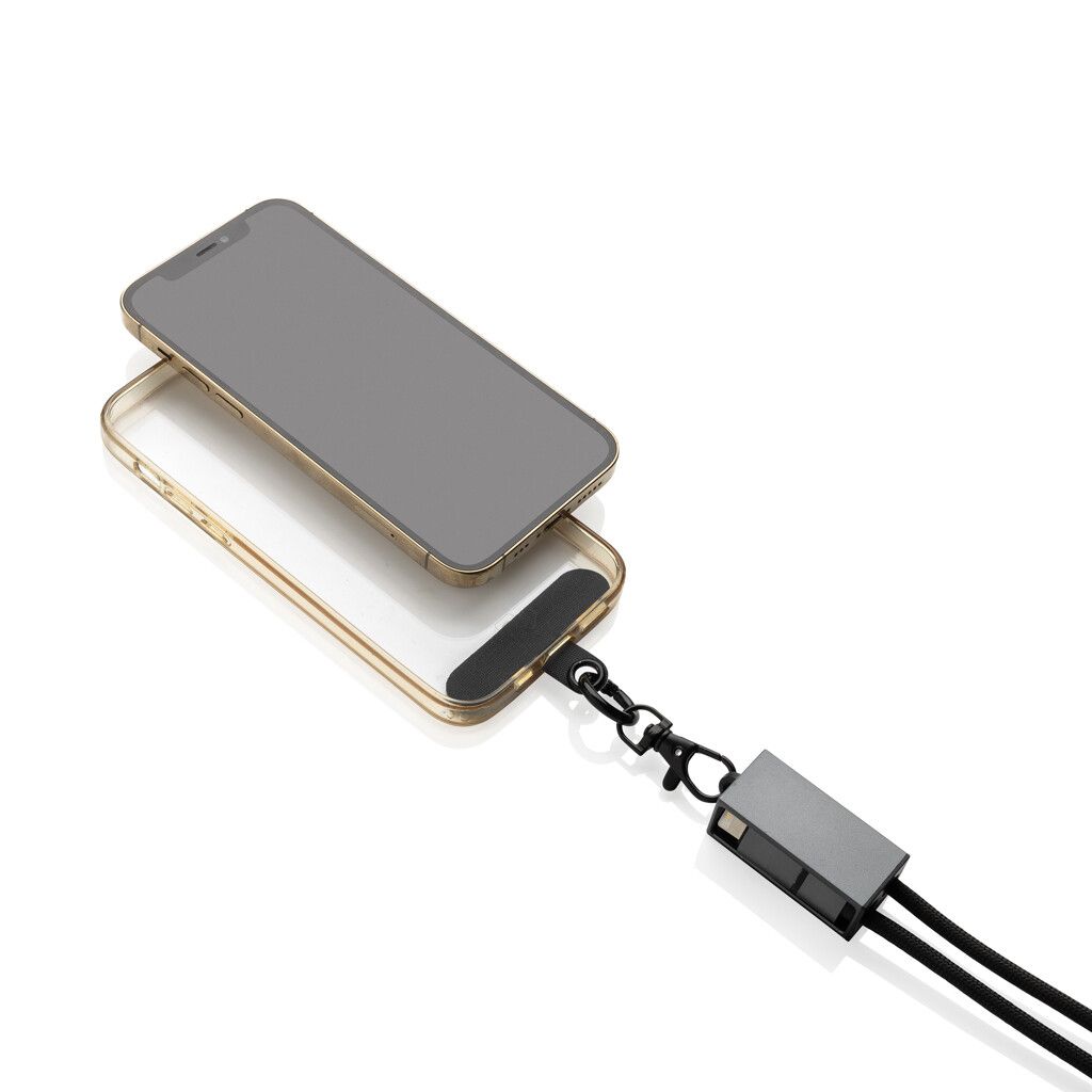 Terra 60Wduales Ladekabel aus RCS recyceltem PET mit Lanyard - grau-179