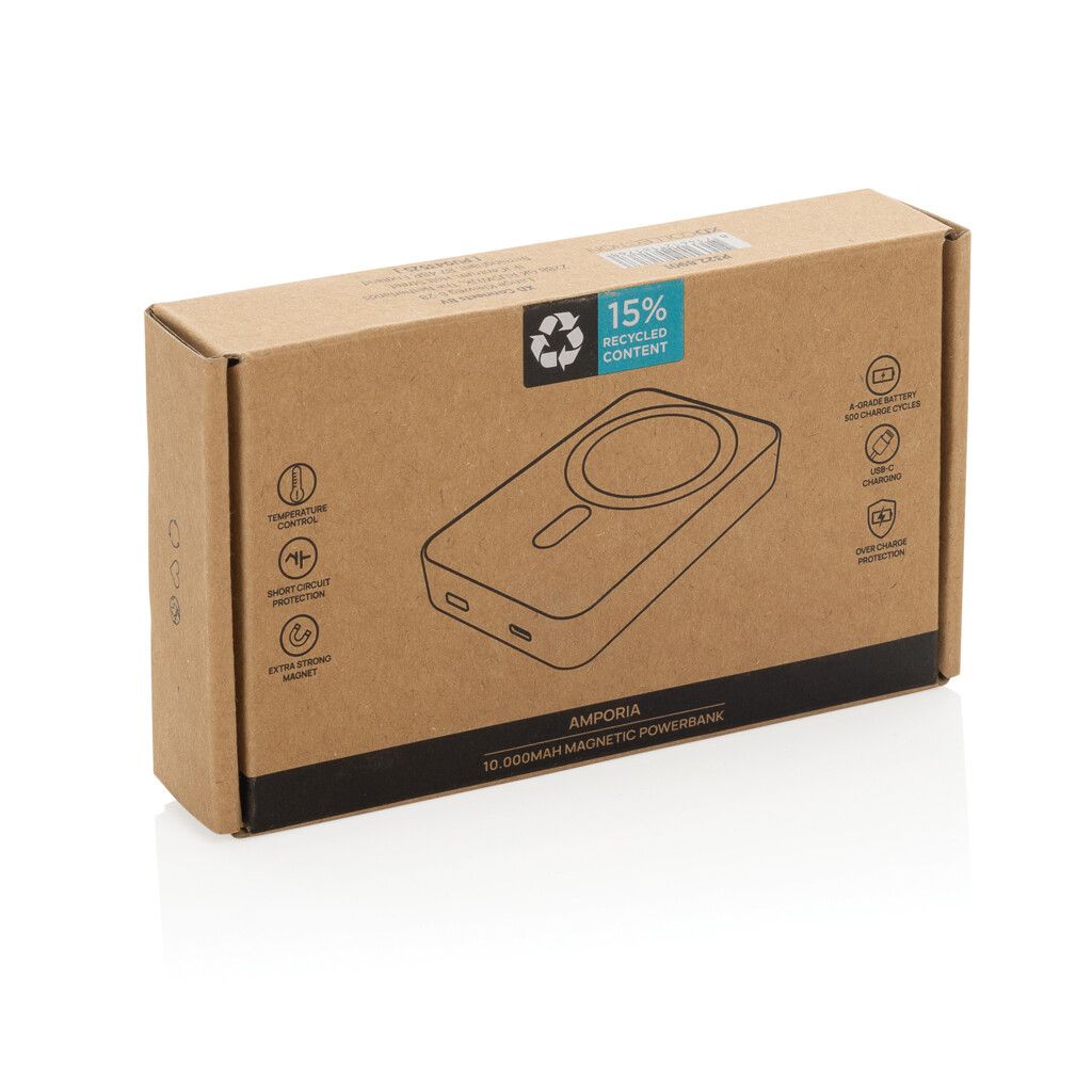 Amporia 10.000mAh magnetische Powerbank aus RCS rec. ABS - schwarz-400