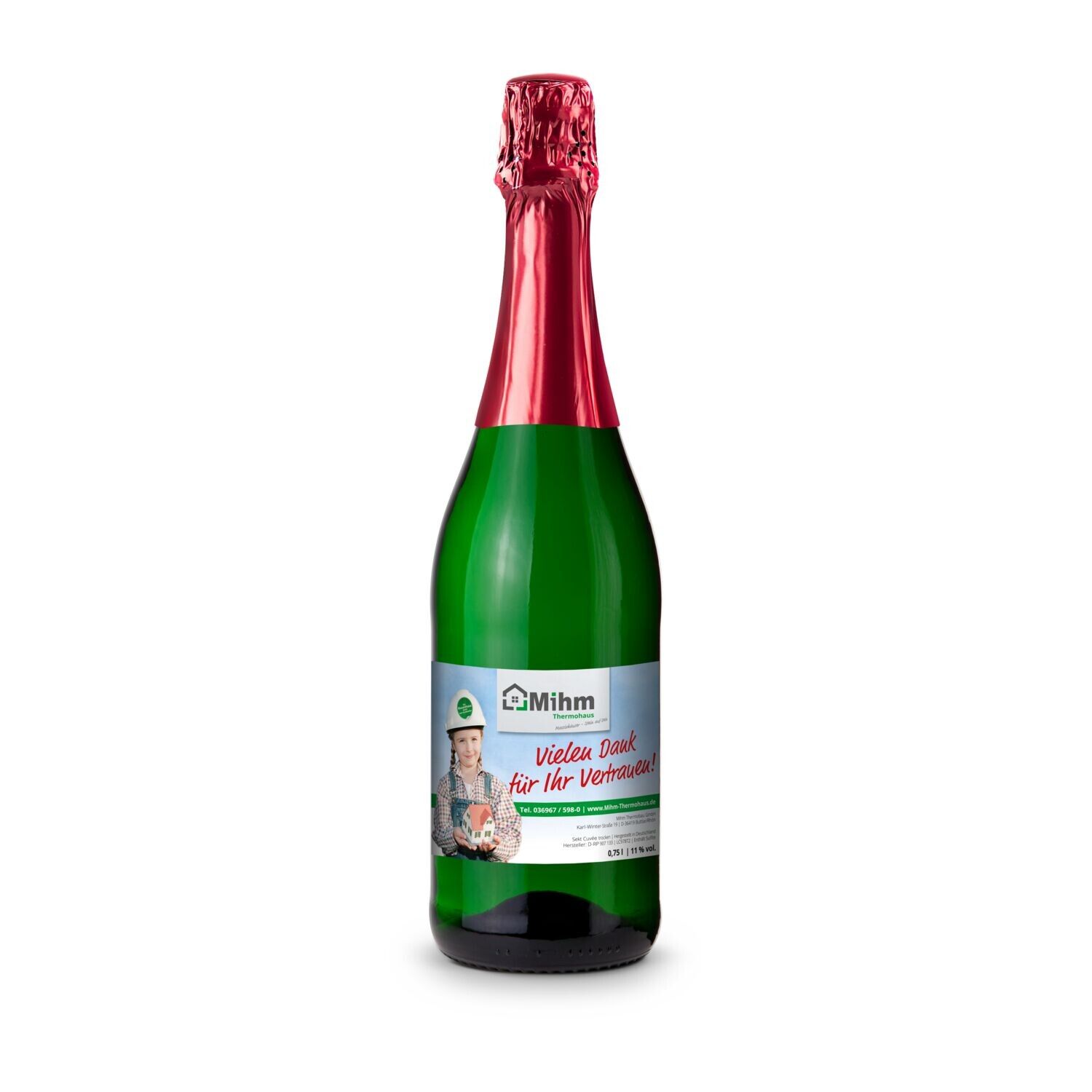 Sekt Cuvée - Flasche grün, 0,75 l - Kapselfarbe Rot-241