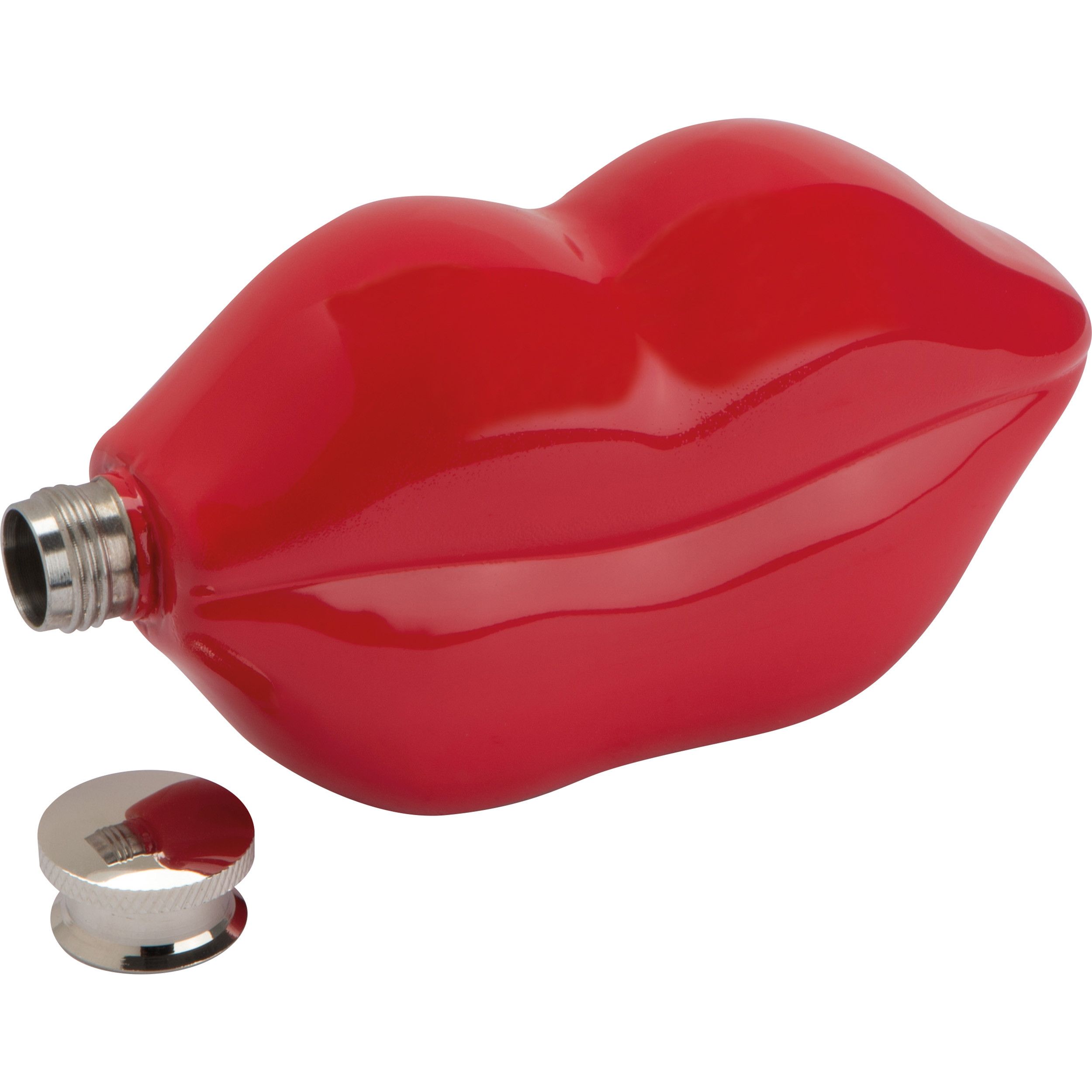 Flachmann Kussmund aus Edelstahl, 178ml - rot-686