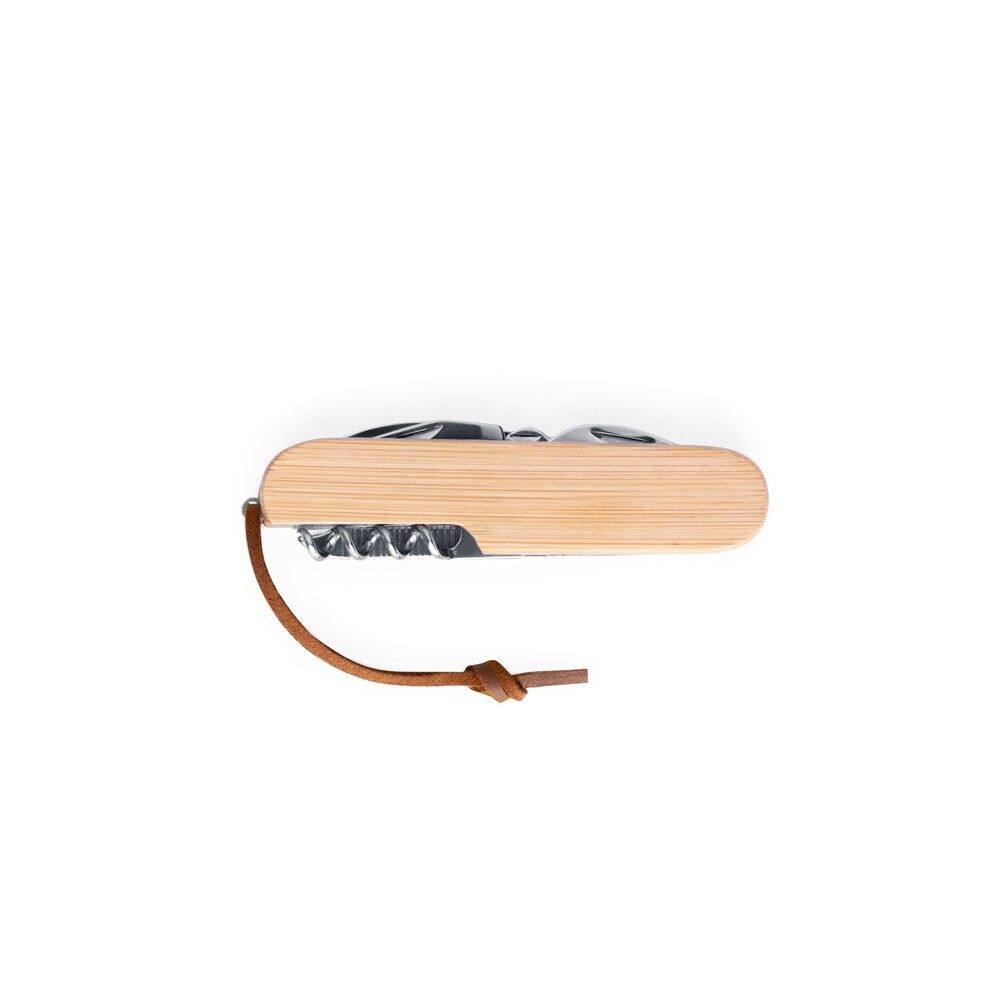 RYKER Multifunktionales Taschenmesser aus Bambus mit PU-Griff - natur-510