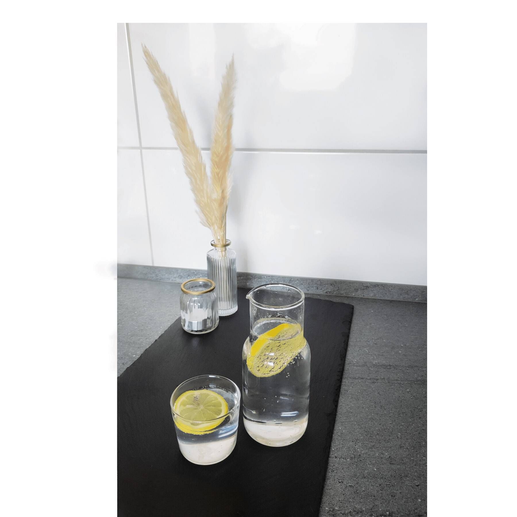 Glas-Karaffe mit Trinkglas CALMY - transparent-338