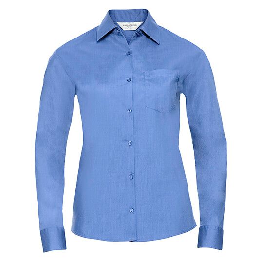 Ladies' Long Sleeve Classic Polycotton Poplin Shirt - corporate blue-915