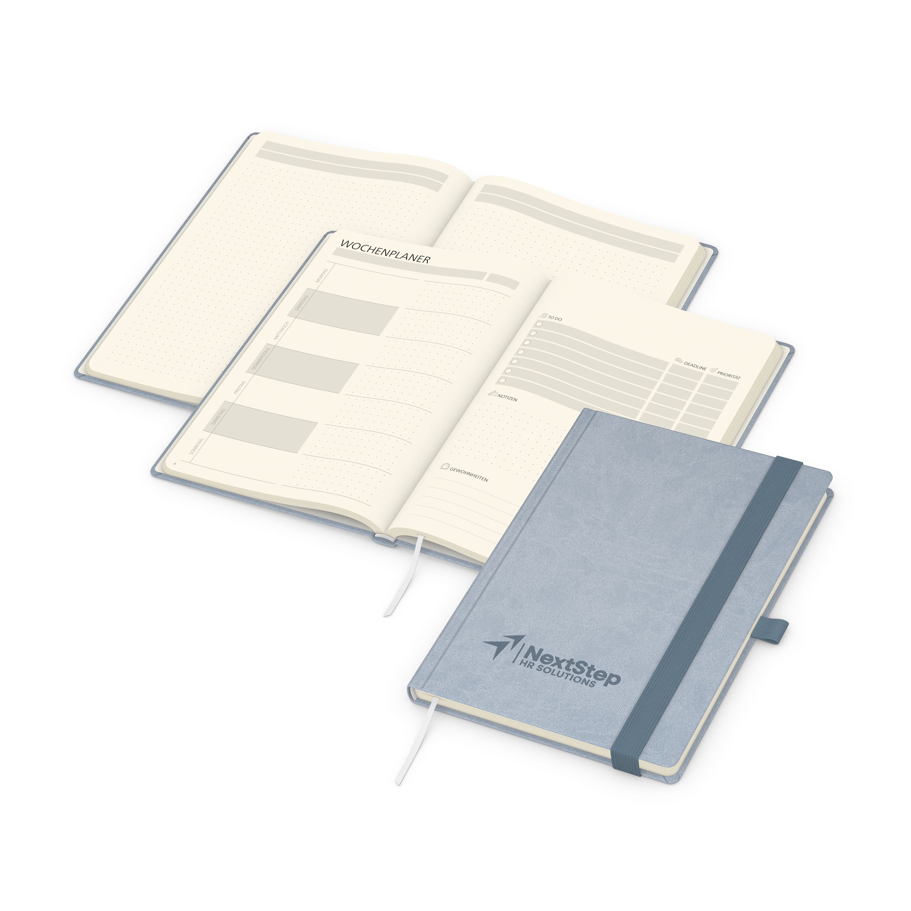 Notizbuch orgaLine Mainbook, Creme, petrolblau-621