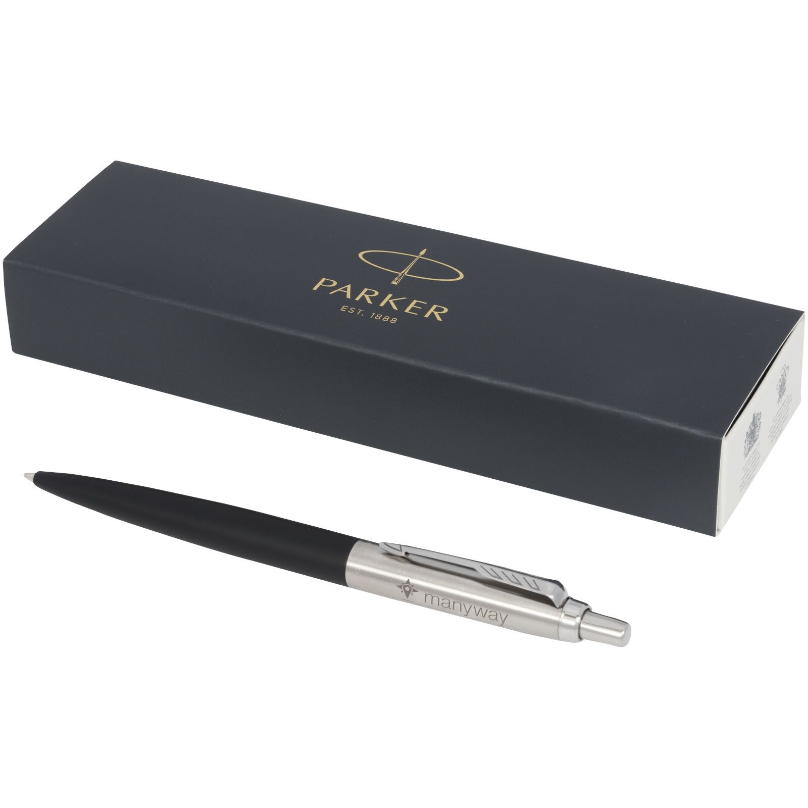Parker Jotter XL matt mit Kugelschreiber mit Chromverzierung (blaue Mine) - schwarz-131
