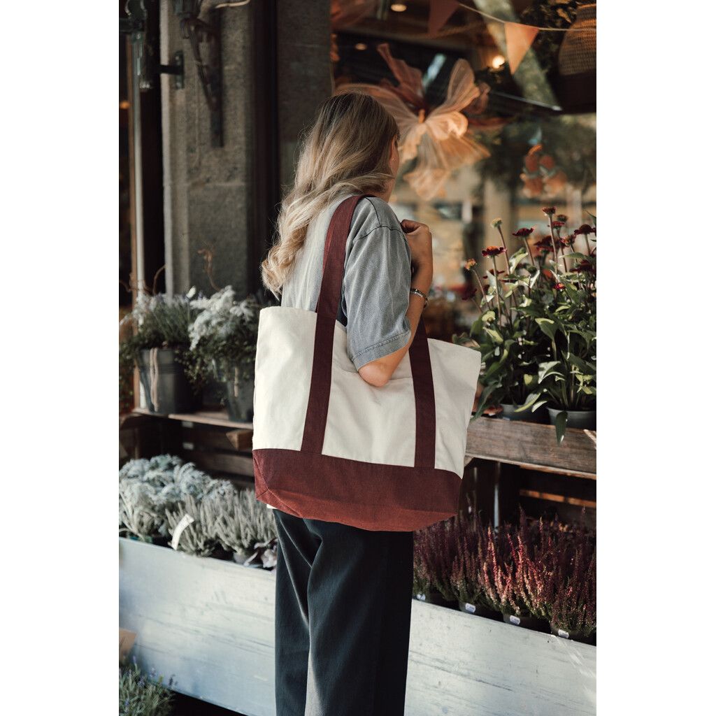 SHOP LOCAL AWARE™ Tasche aus recycelter Baumwolle, 350g/m² - burgunderrot-548