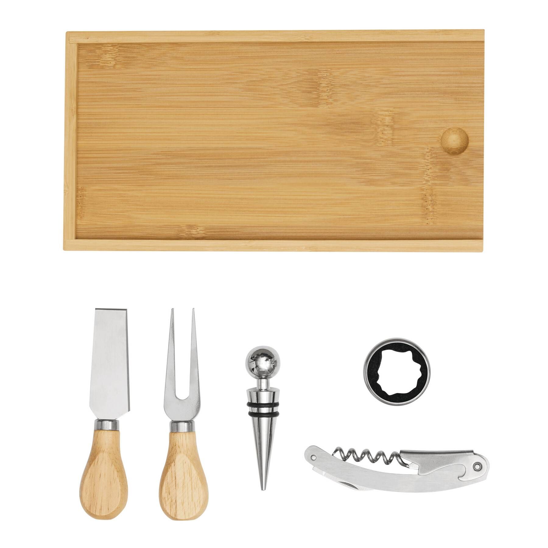 Wein- und Käseset BAMBOO WINE - braun - silber-892