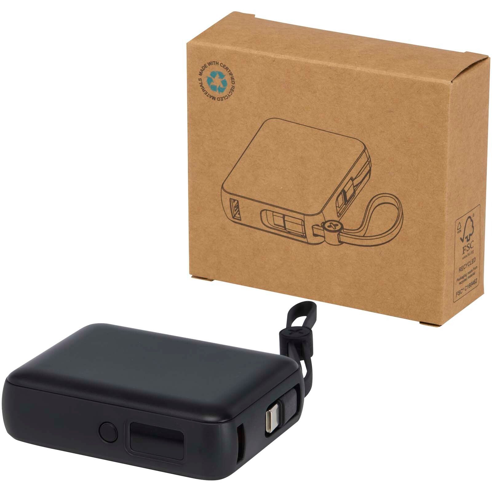 Acrux 35 W 10.000 mAh Tablet Powerbank mit integriertem Typ-C-Kabel aus recyceltem Kunststoff - schwarz-260
