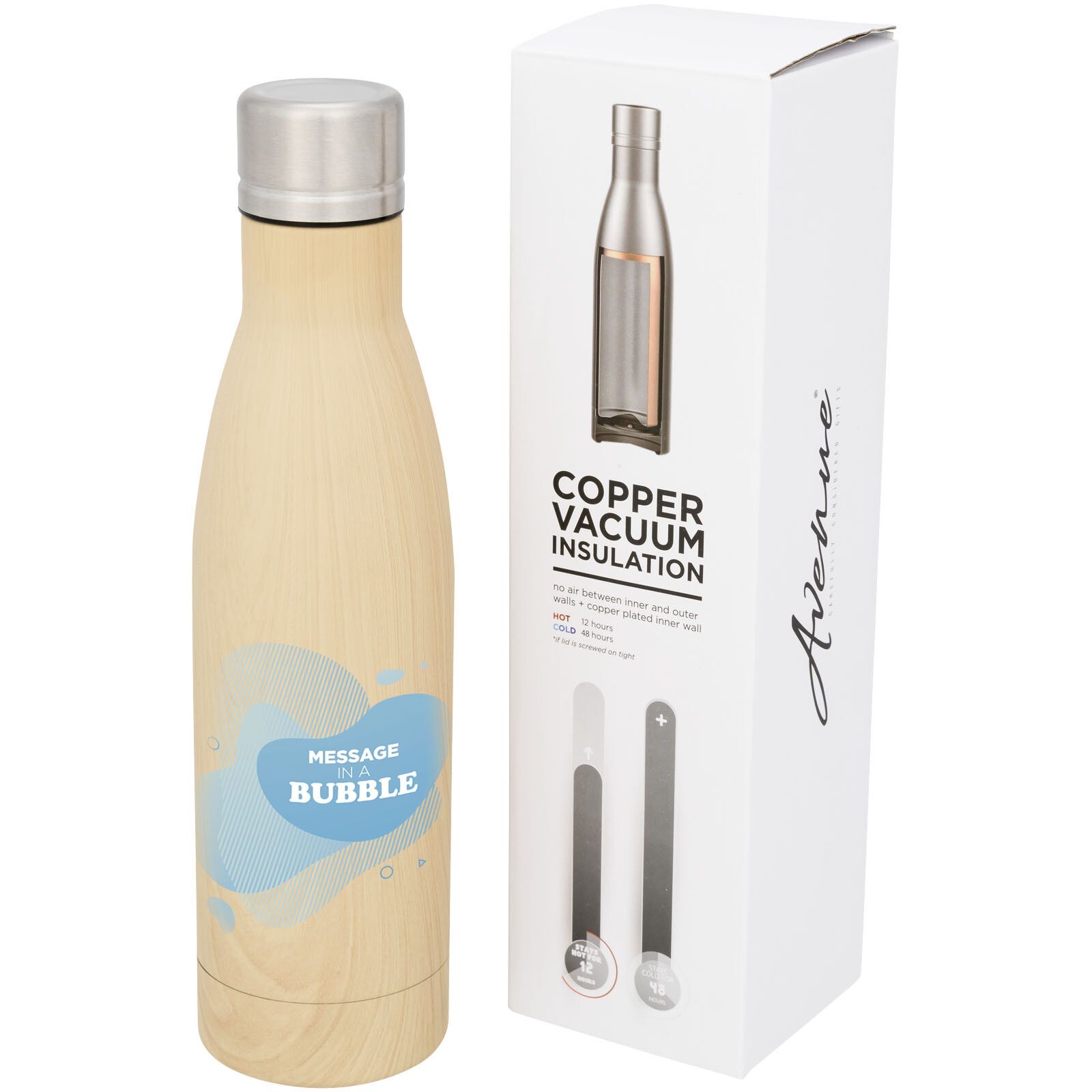 Vasa Kupfer-Vakuum Isolierflasche in Holzoptik, 500 ml - braun-522
