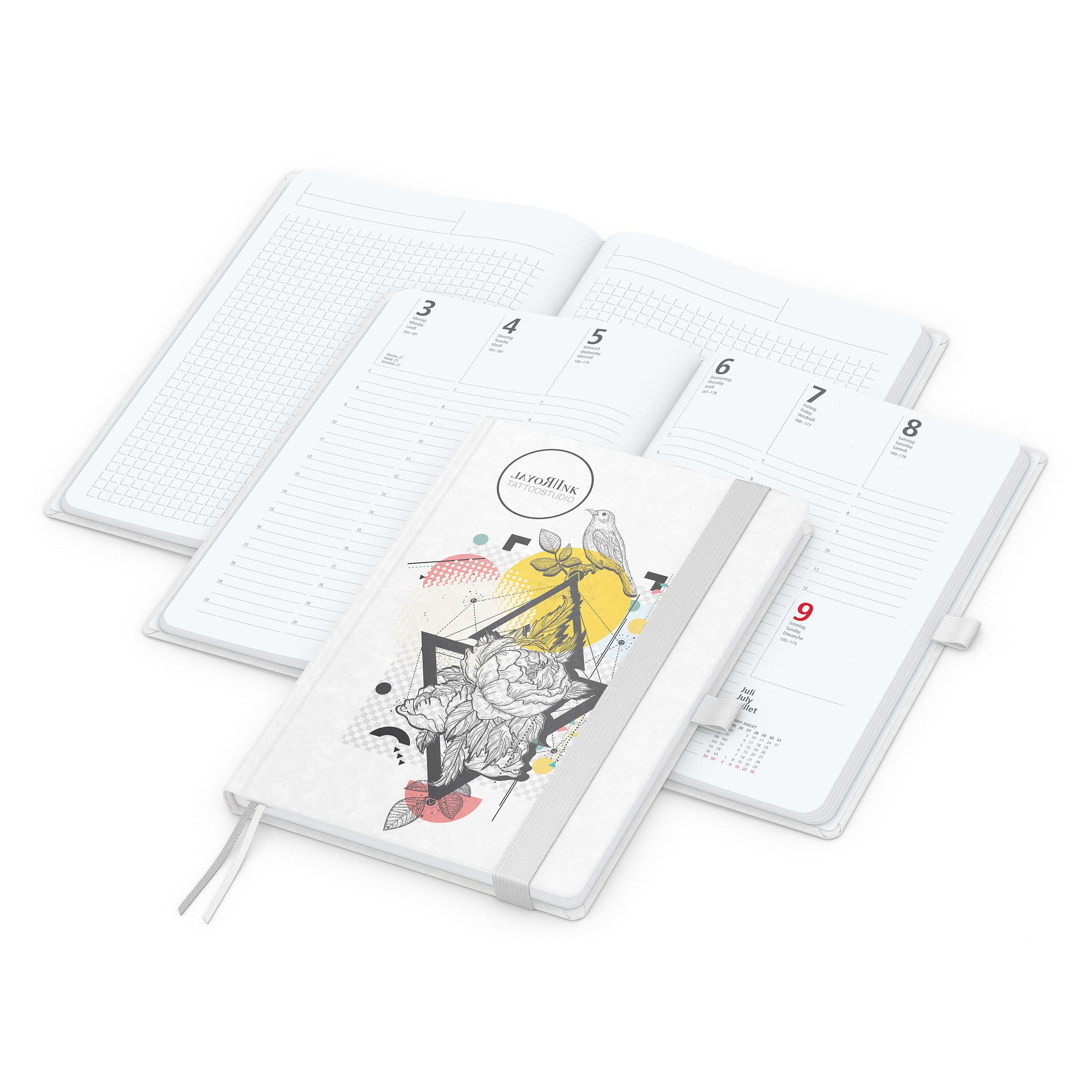 Wochenkalender vorne + Notizen hinten Match-Hybrid, A5, Naturpapier weiß, weiß-109
