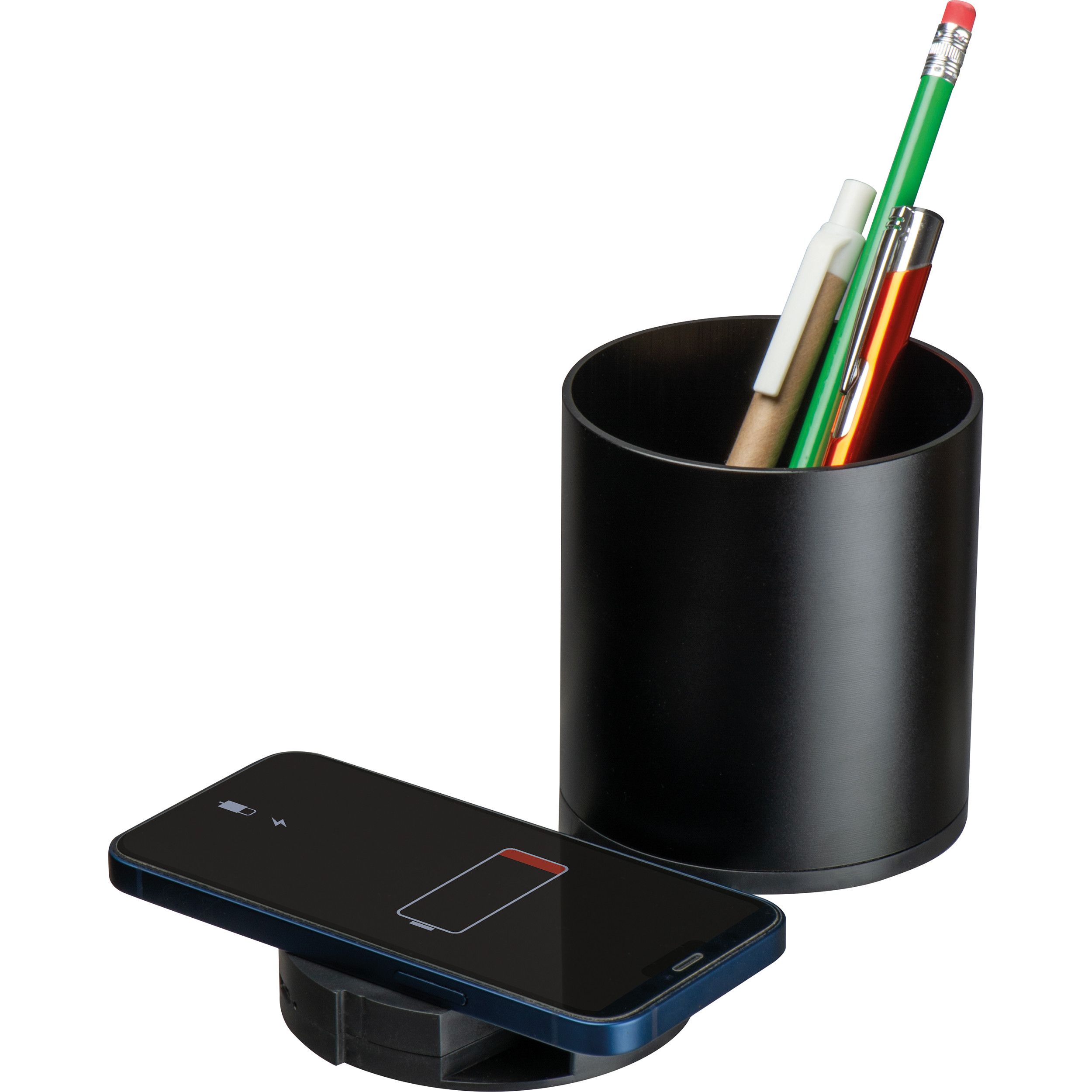 Stifteköcher mit Wireless Charging  - schwarz-301