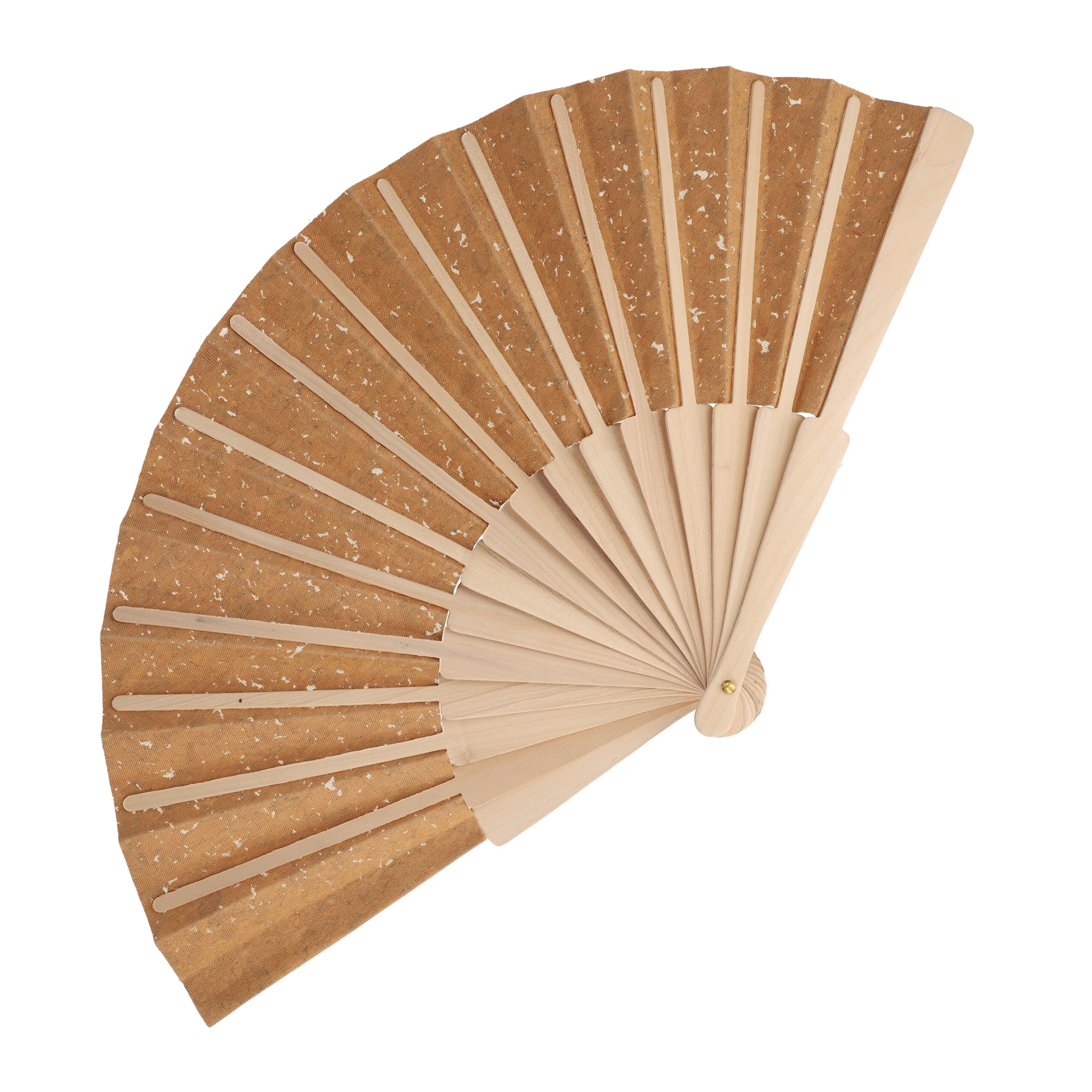 Fächer aus Holz mit Korkgewebe - natur-610