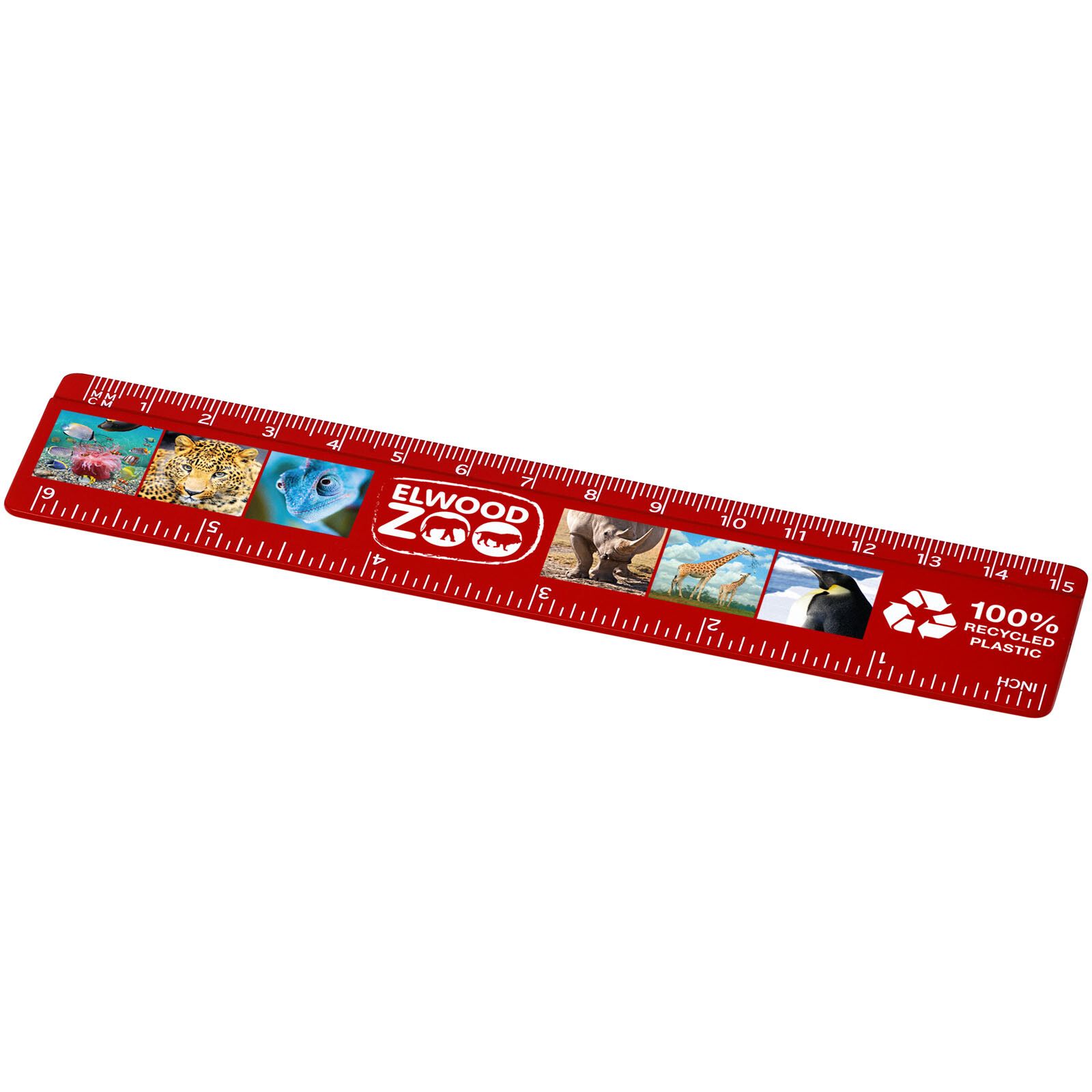 Refari 15 cm Lineal aus recyceltem Kunststoff - rot-44