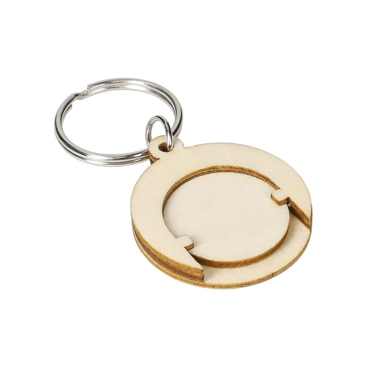 Holzchip-Schlüsselanhänger Round - natur-6