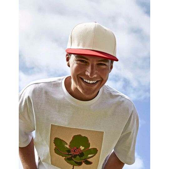 Contrast Flat Peak 6 Panel Cap - natural - navy-388