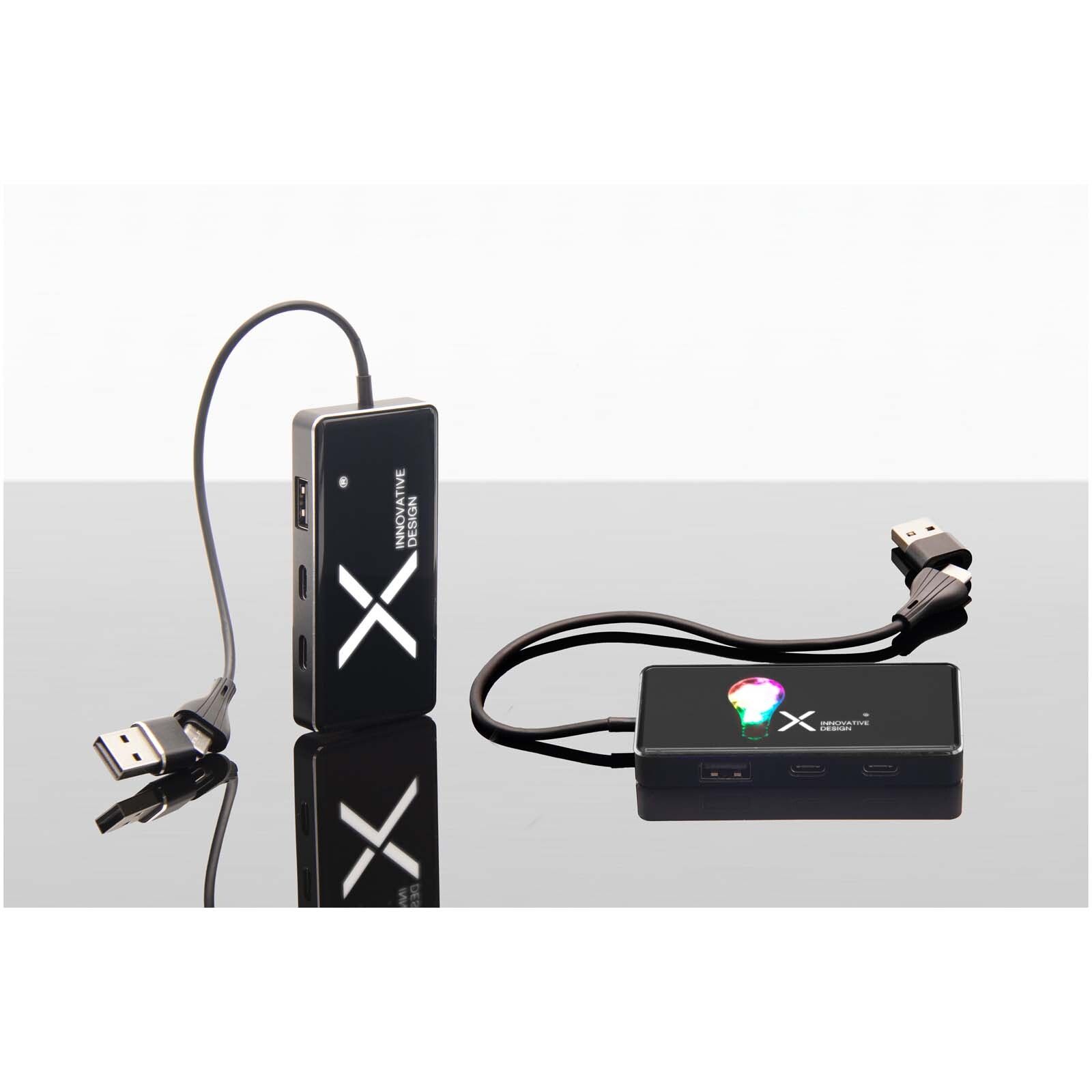 SCX.design H20 8-in-1 USB-Hub mit dualem Eingang und 6 Ports und Leuchtlogo - schwarz-466