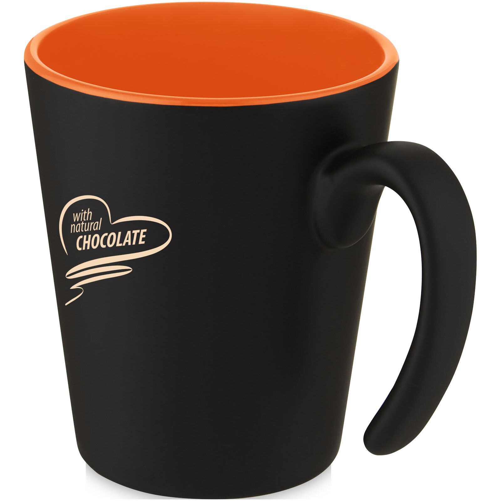 Oli 360 ml Keramikbecher mit Henkel - orange -  schwarz-614