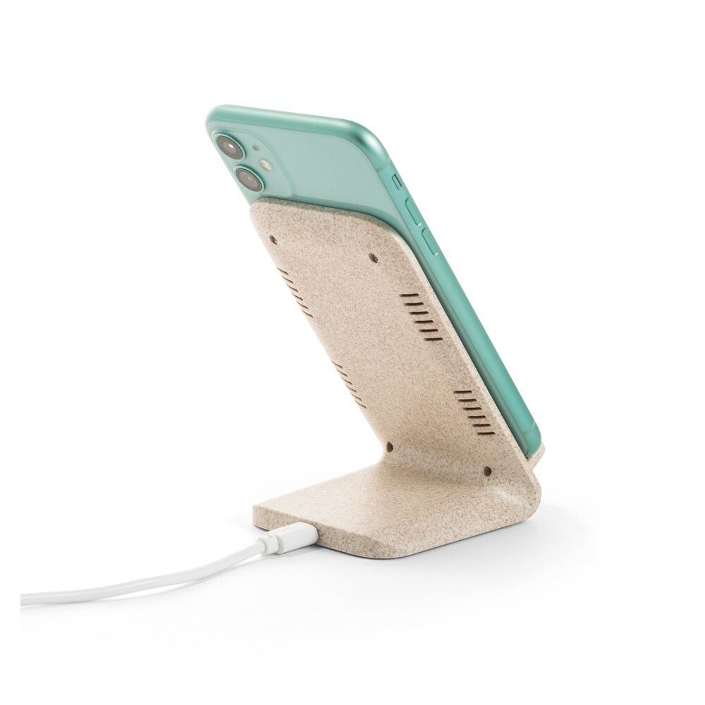 ENGLERT Smartphone-Halter mit 10W-Ladegerät aus ABS-Weizenstroh - natur-712