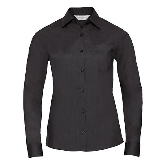Ladies' Long Sleeve Classic Polycotton Poplin Shirt - black-799