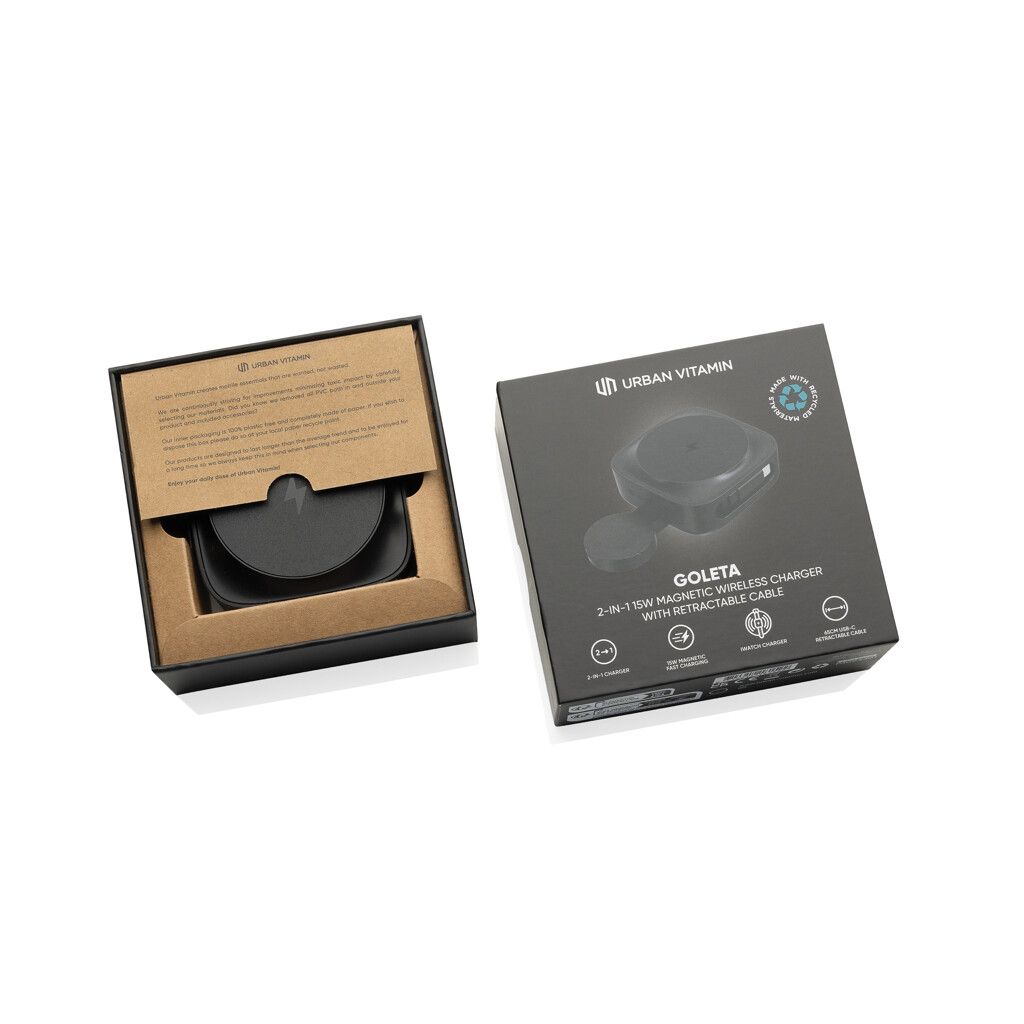 Urban Vitamin Goleta 2-in-1 15W Magnetic Wireless Charger - schwarz-605