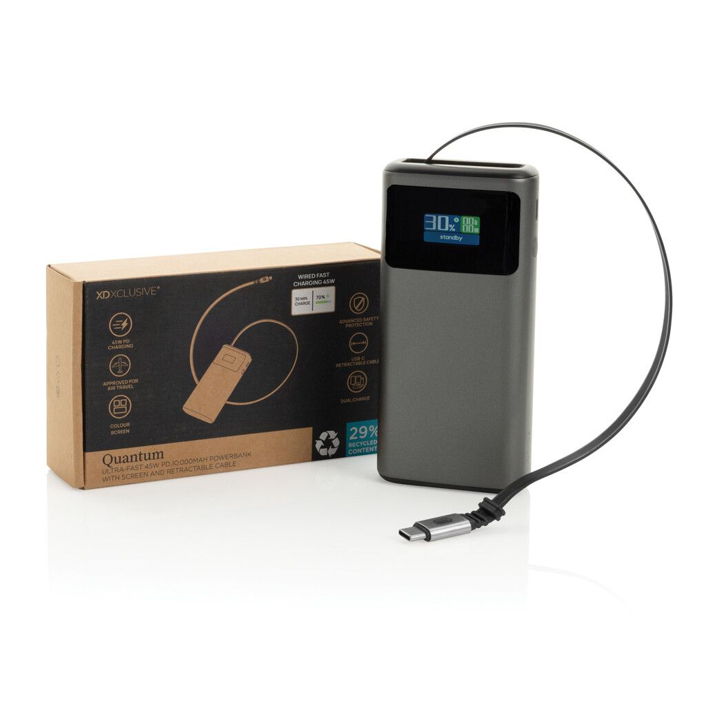 Quantum RCS Ultra-Fast 45W 10.000mAh Powerbank mit Display - grau-849